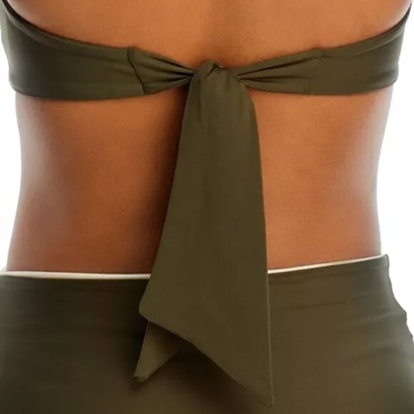 JUAN DE DIOS Tortuga Halter Strap Cinched Bandeau Bikini Top Size XL Green - Picture 3 of 4
